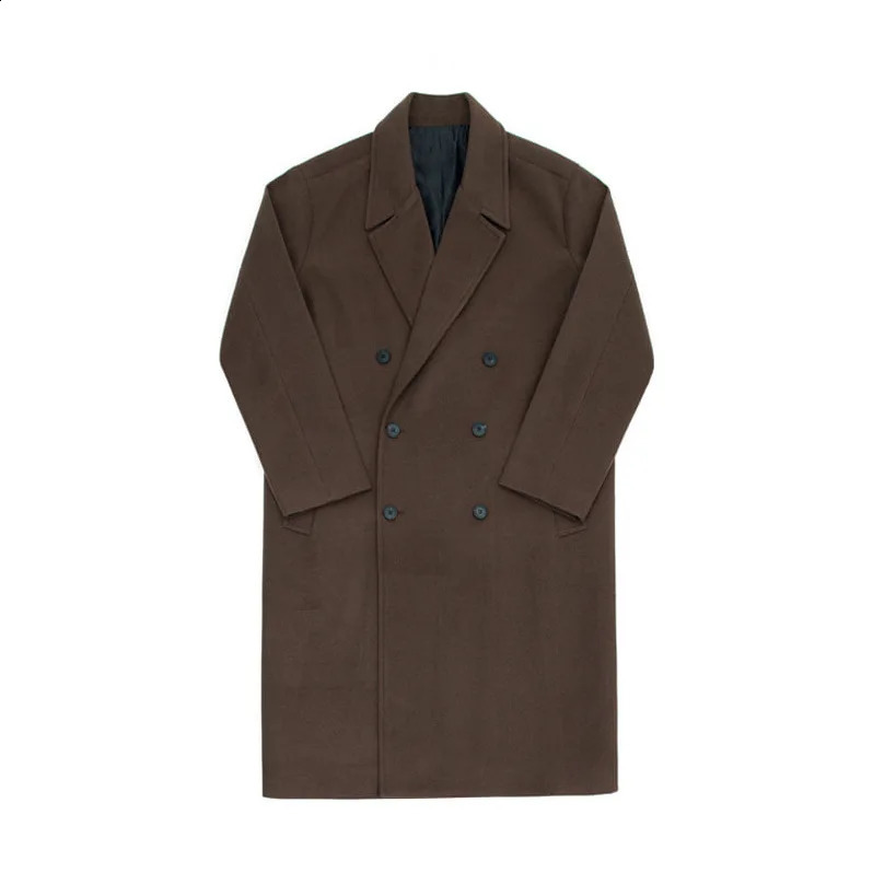 Mens Winter Woolen Coat Korean Style Trendy Warm Windbreaker Jacket Student Japanese Woolen Cloth Male Trend 240827