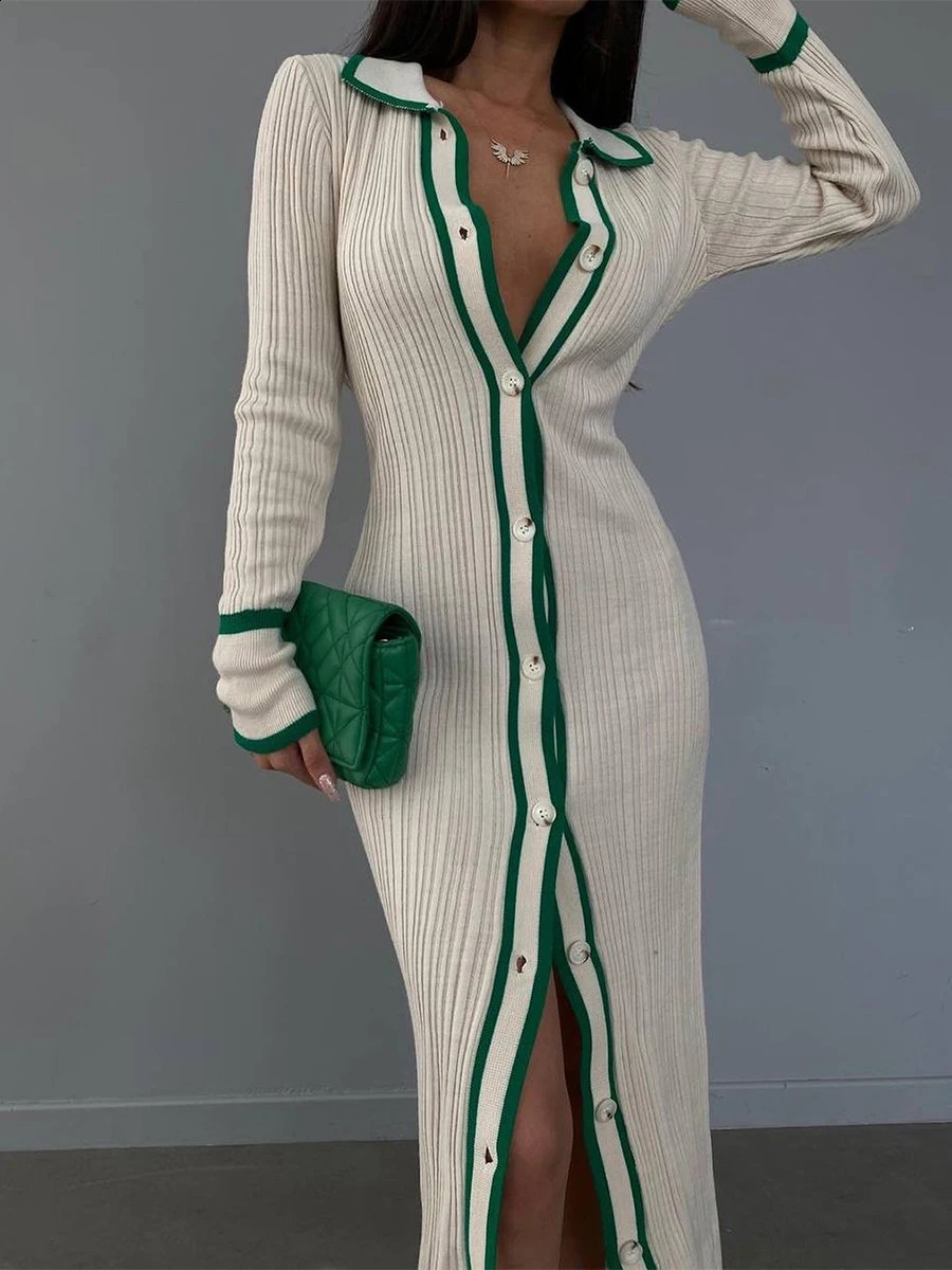 Pull boutonné pour femmes à manches longues à manches longues cardigan en tricot imprimé à rayures 240827