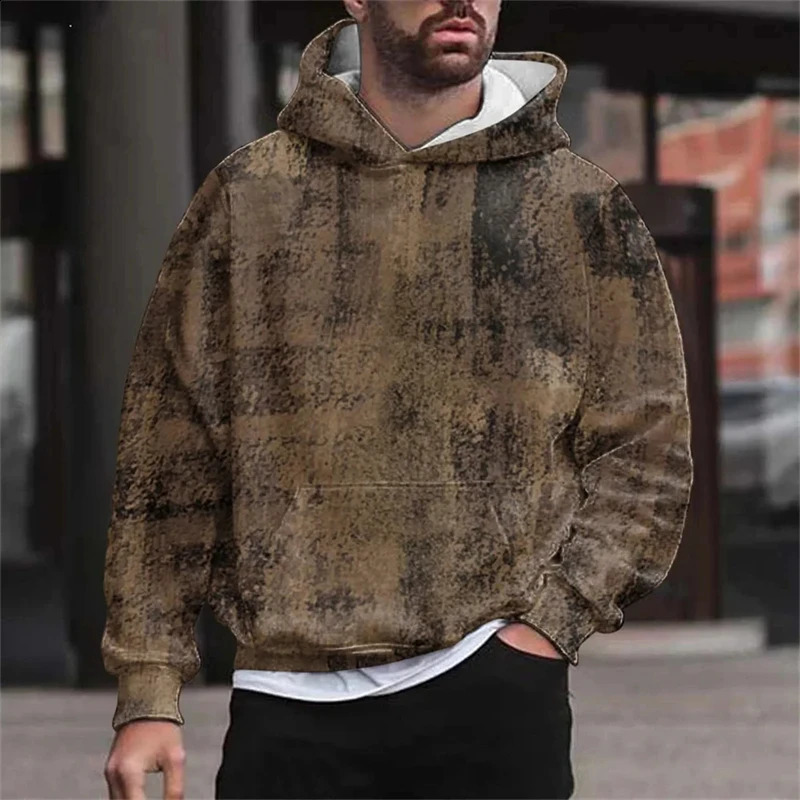 Retro mens sweater hooded casual mens hooded fashionable oversized mens clothing autumn and winter long sleeved zipper 240828