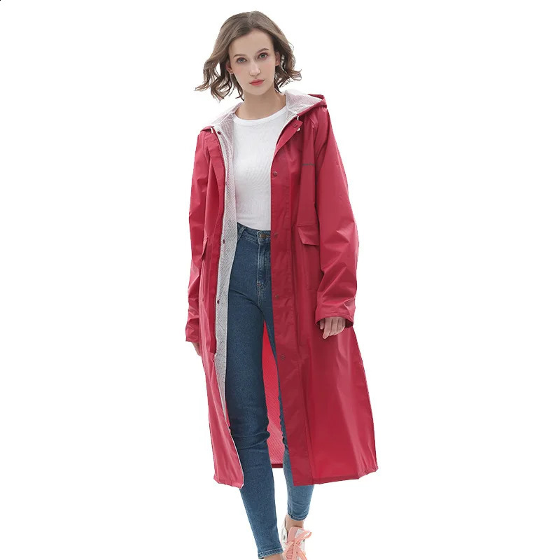 Fashion Double Layer Waterproof Long Raincoat Women Men Rain Coat Hooded for Outdoor Hiking Travel Fishing Climbing Thickened 240827