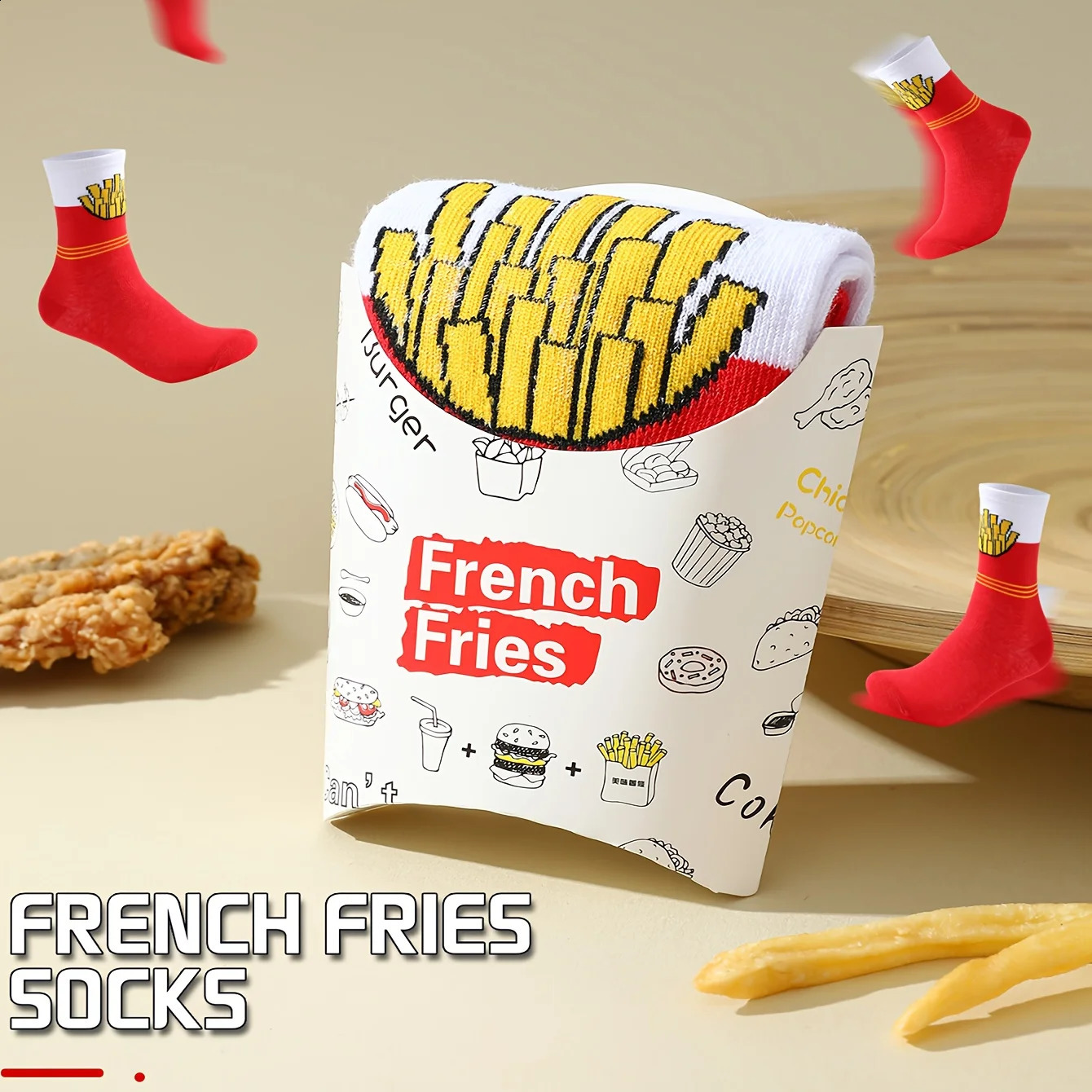 Une paire de nouveautés et de frites amusantes pour les chaussettes cadeaux POSSURESSURATIONS pour les cadeaux de la Saint-Valentin de Noël d'Hal