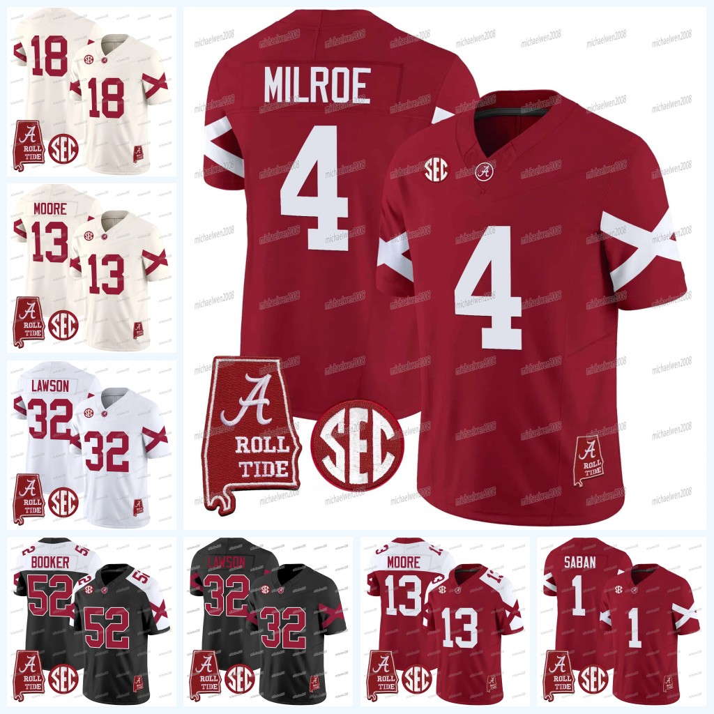 Custom Alabama Crimson Tide Football Jersey Jalen Milroe Justice Haynes Ty Simpson Ryan Williams Keon Keeley Richard Young Germie Bernard Domani