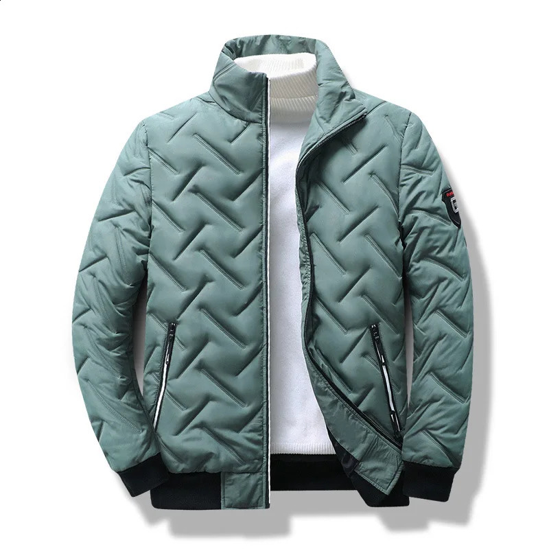 Cotton Jacket Mens Winter Standing Collar Down Casual Short Trend Thickened Warm Baseball Handsome 240828