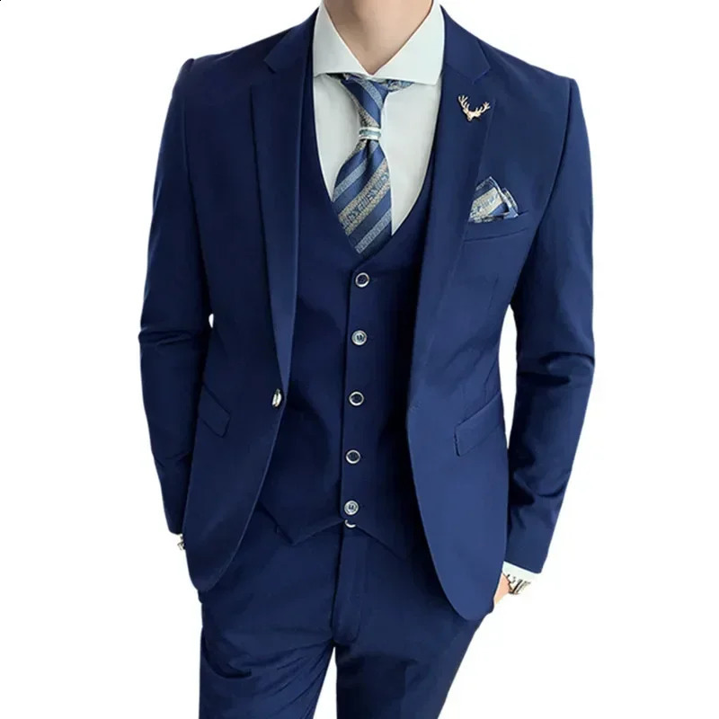 Ultra thin fit mens 3-piece wedding dress set mens business casual jacket wedding dress jacket set mens jacket set 240828