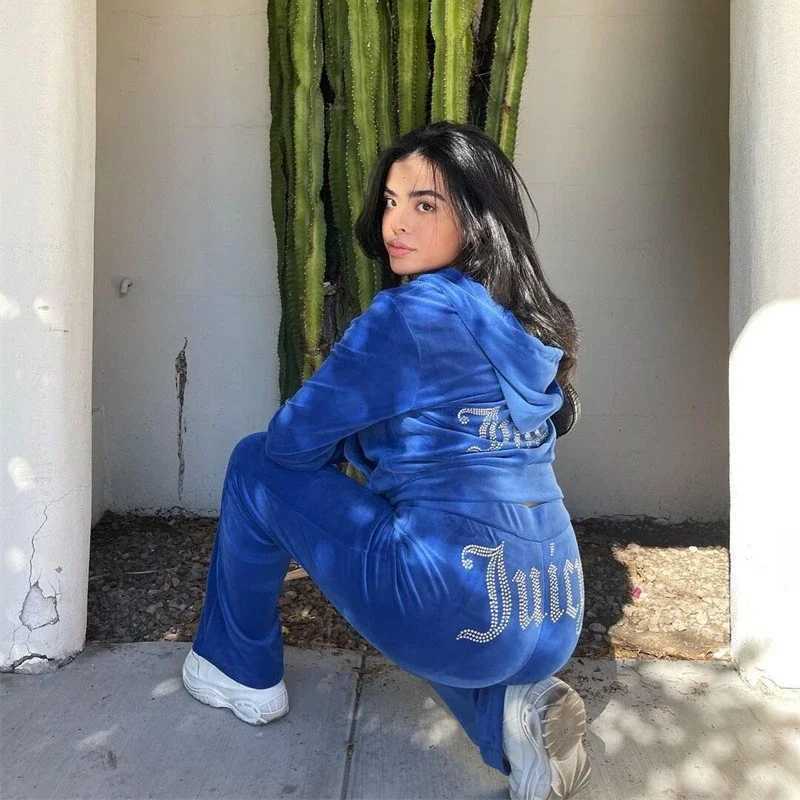Juicy Tracksuits Ultra Thin Velvet 2026 Autumn Juicy Apple Fashion Tracking Clothing 2 Piece Set Hoodie Womens Velvet Sportswear And Pants With Diam