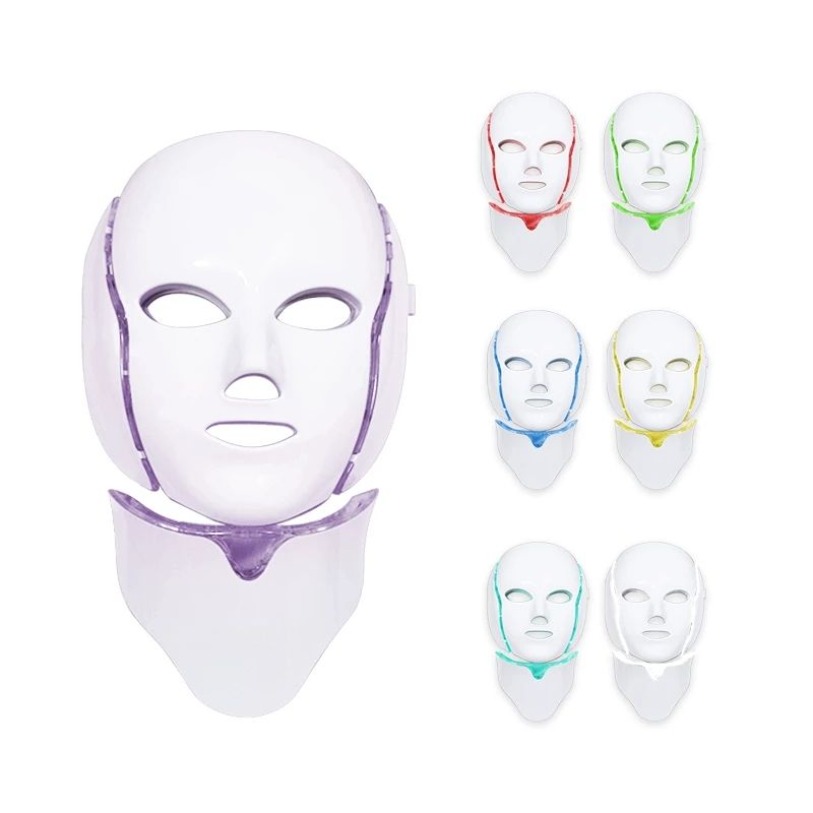 Led Skin Rejuvenation Neck Face Treatment 7 Color Acne Removal Led Blue Light Mask