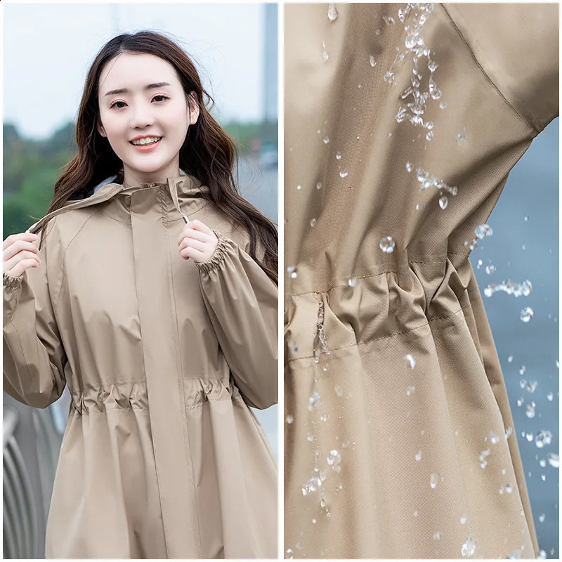 Women Rain Coat Fashion Long Impermeable Hooded Zipper Raincoats Outdoor Hiking Travel Fishing Waterproof Rain Jacket Poncho 240827