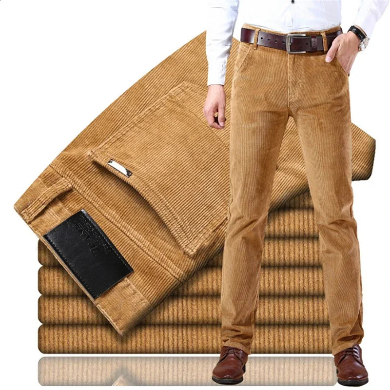 6 couleurs pour hommes épais en velours côtelé pantalon d'hiver Business Business Stretch Stretch Rangsal Fit Canters Male Vêtements 6686 240828