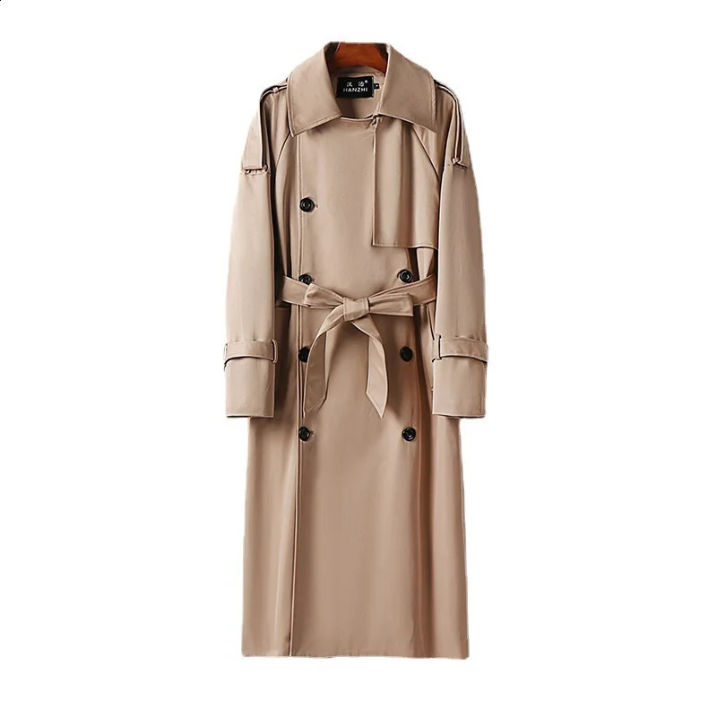 Mens Trench Coat Knee Length Oversized Business British Trend Handsome Spring and Autumn Fashion Youth Slim Fit Jacket 240828