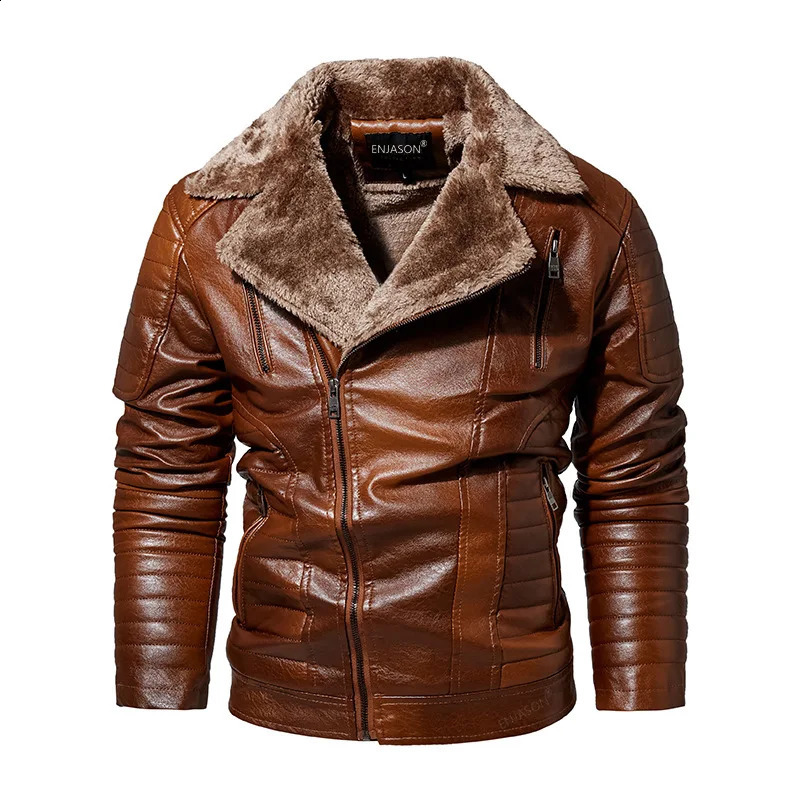 Winter Plush PU Leather Jacket for Men European and American Tough Fur Integrated 240828