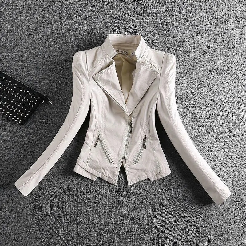 Beige suede coat womens spring and autumn ultra-thin motorcycle basic short leather coat leather jacket S-4XL 240827