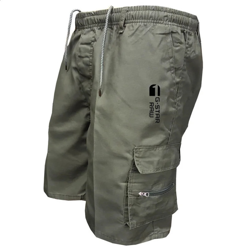 Summer Men Loose Casual Cargo Shorts Zipper Pocket Outdoor Short Pant Customize Tactical Pants Drawstring Hiking Sweatpants 240826Z