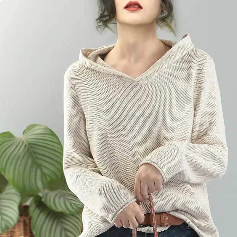Womens Clothing Fashion Autumn and Winter Simplicity Long Sleeve Solid Color Versatile Casual Hooded Sweater 240827