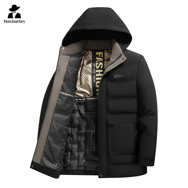 2024 Mens Winter Jacket Business Casual Thickened Graphene Polythermal Parka high quality Down Cotton Padded Hooded Coat 240828