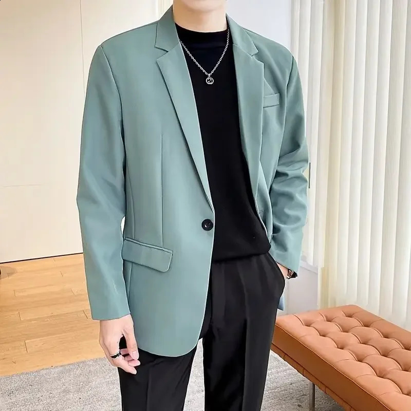 Casual Style Mens Western-style White Blazer Jacket Narrow Fit Drop Fashion Trendy Vest Pants Two-piece Suit 240827