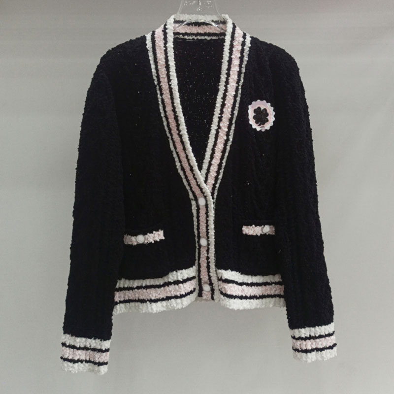 802 Free Shipping 2024 Autumn And Winter White Pink Black Print Long Women's Sweaters Top Quality Wool Runway Cardigan LIXUAN