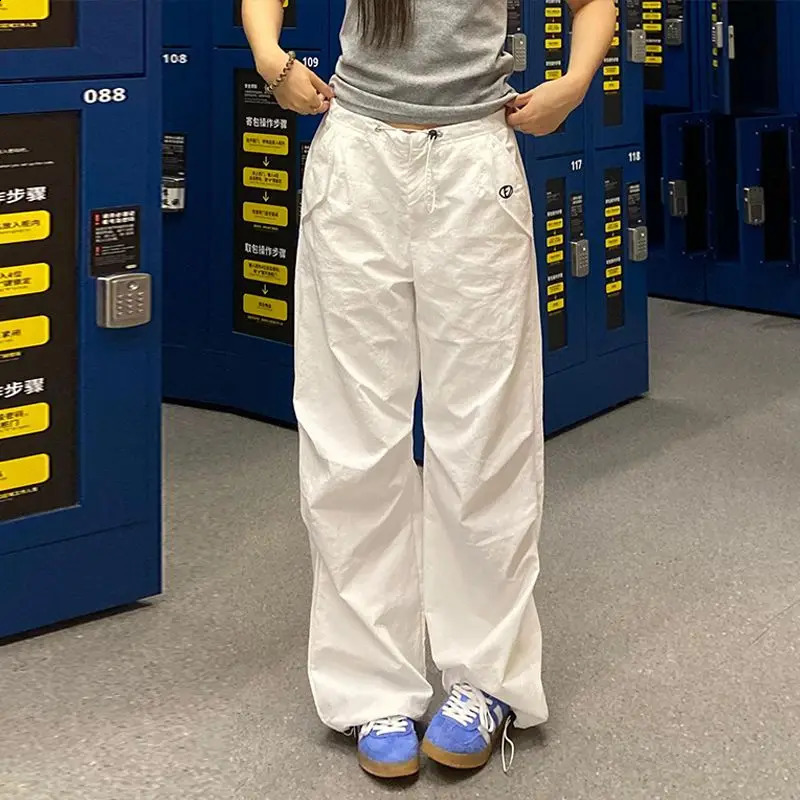 Deeptown Vintage Y2K surdimensionné Pantalon de cargaison pour femmes Baggy Harajuku CORACE-CORÉAN CORÉANT BLANC PRANTERS AMÉRIQUE RETRO Straight