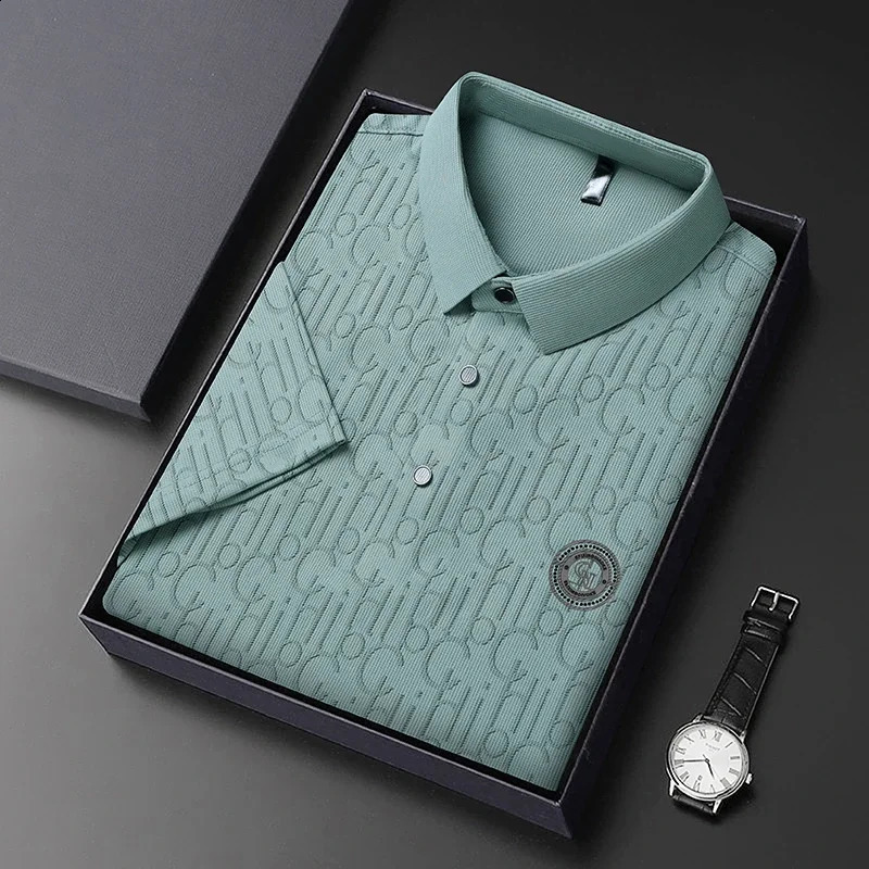2024 Mens Badge Business Leisure POLO Shirt Summer Fashion Casual Short Sleeve Comfortable and Breathable Top 240827