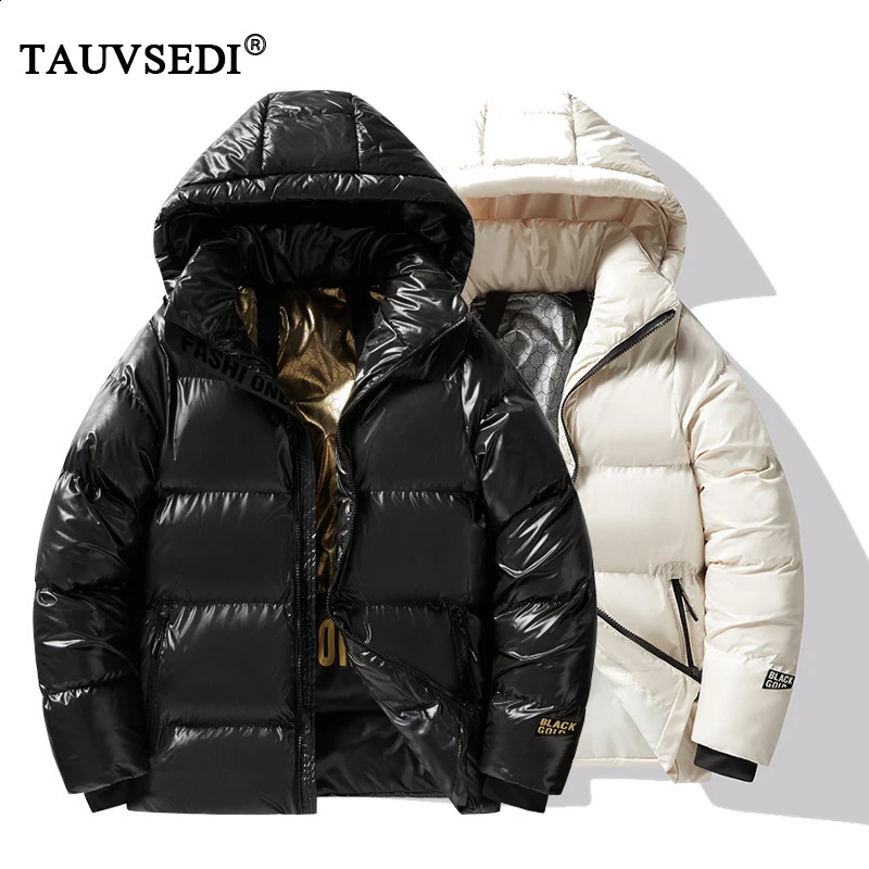 Winter Men Casual Windproof Hooded Thick Parkas Mens Puffer Black Gold Vintage Classic Bomber Jackets Coat Male Overcoat Outdoor 240828