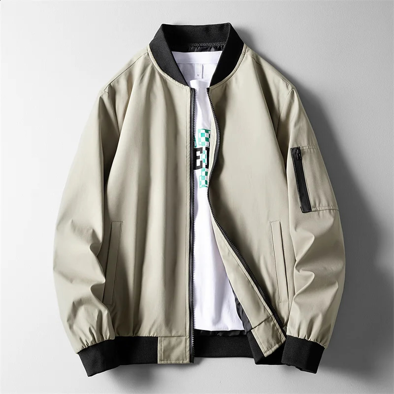 Bomber Jacket Men Autumn Spring Thin Baseball Jackets Casual Solid Coats Slim Man Windbreaker Outwear Top Clothing Cargo Jacket 240828