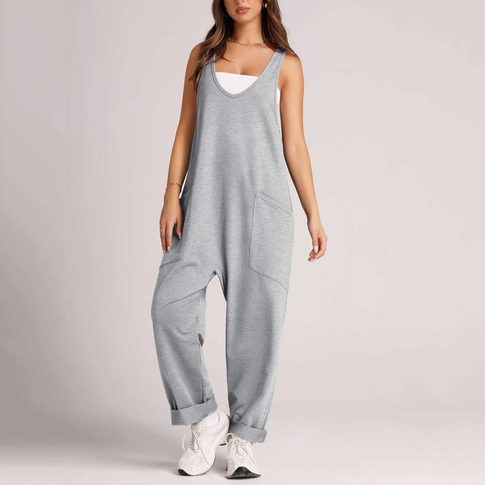 Pantalon sans manches d'été décontracté pour femmes avec des poches à la mode des sports et des activités de loisirs Streetwear 240827
