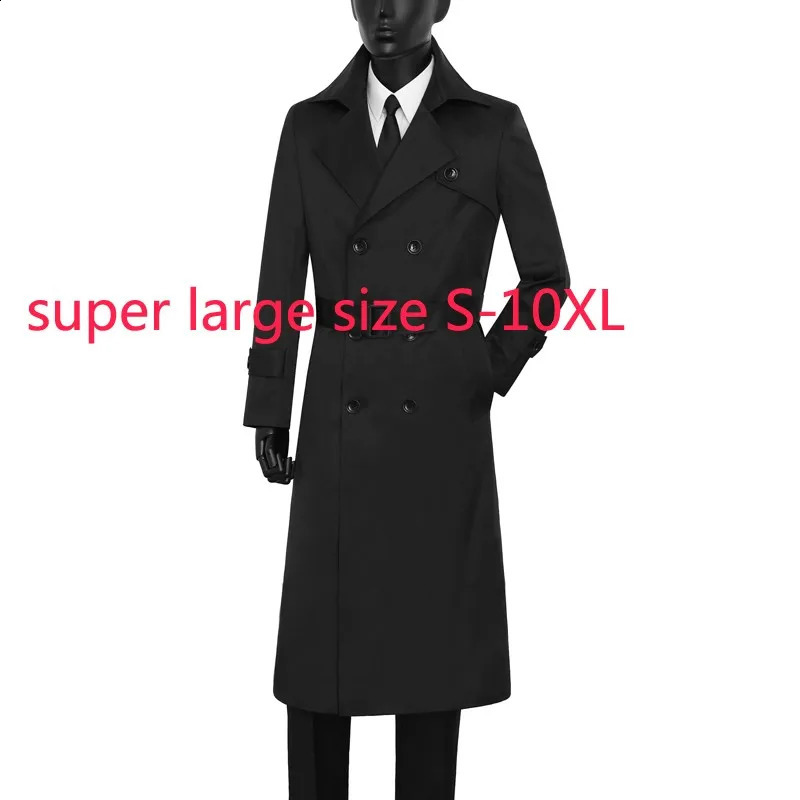 autumn high-quality mens long coat X-long casual double chest thick oversized coat Plus size S-10XL 240828