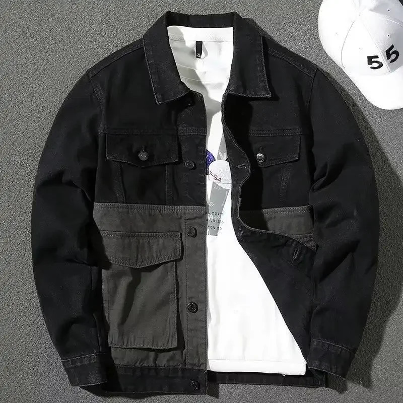 Trendy Denim Jacket For Men Spring Loose Fit Casual Clothing European American Street Style Vintage Spring Jacket 240828