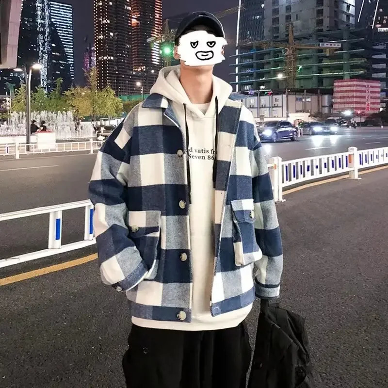 Autumn/winter plain woolen coat mens thick cut high-end British style loose fit suitable for young Korean version suit jacket 240828