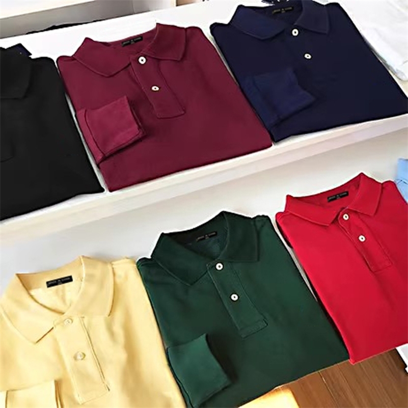 100% cotton spring autumn polo Para Hombre mens polo shirt long sleeved polo shirt mens clothing lapel top S-5XL 240827