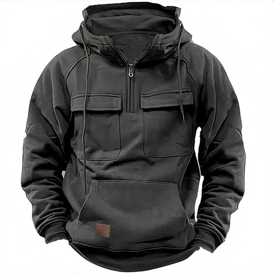 Fashionable mens hoodie casual sportswear solid color loose top suitable for spring summer autumn winter 240828