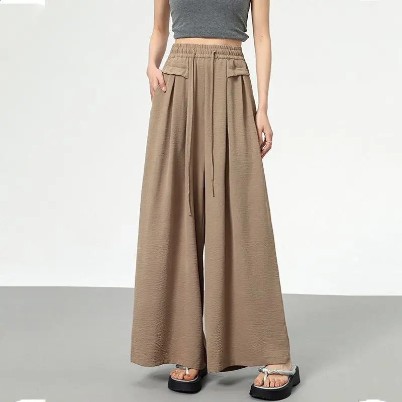 Womens Autumn Style Fashion Office Lady Simplicity Solid Color Wide Leg Women Clothes Elegant Fashionable Casual Trousers 240827