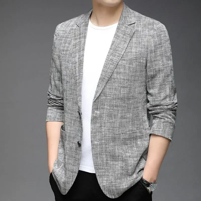 Spring Mens Clothing Thin Style Turn Down Collar Single Breasted Minimalist Fashion Long Sleeve Loose Blazers Jacket Top 240827