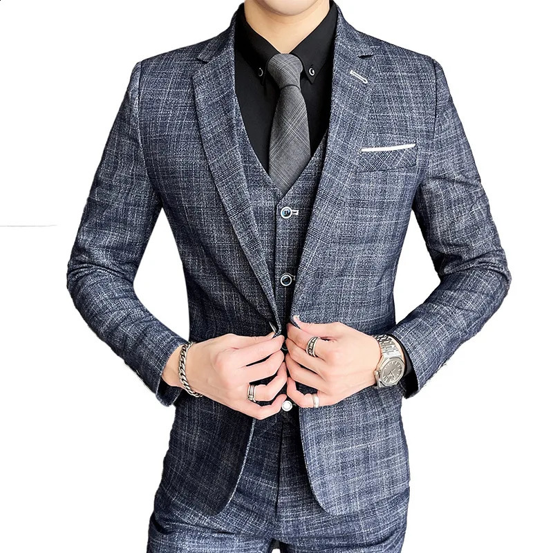 Large S-5XL setvestTrouthers Foreign Trade High end Three piece Set Striped Formal Dress Gentleman Business 240828