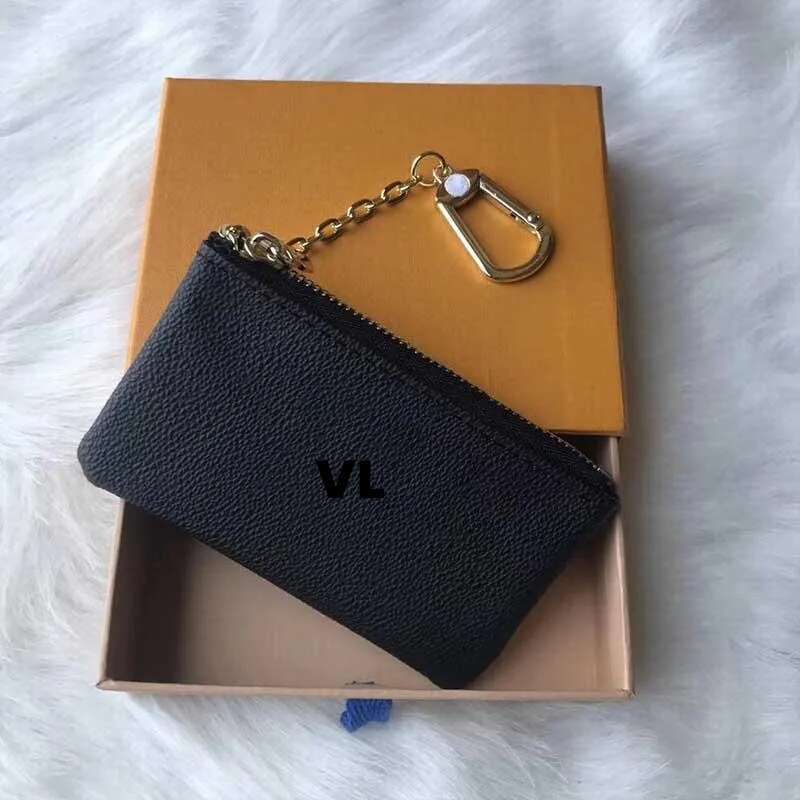 Womens card holder small zippy wallets key coin purse Brown wer poke keychain Genuine Leather mens Designer wallet Coin Key pouch CardHolder Purses