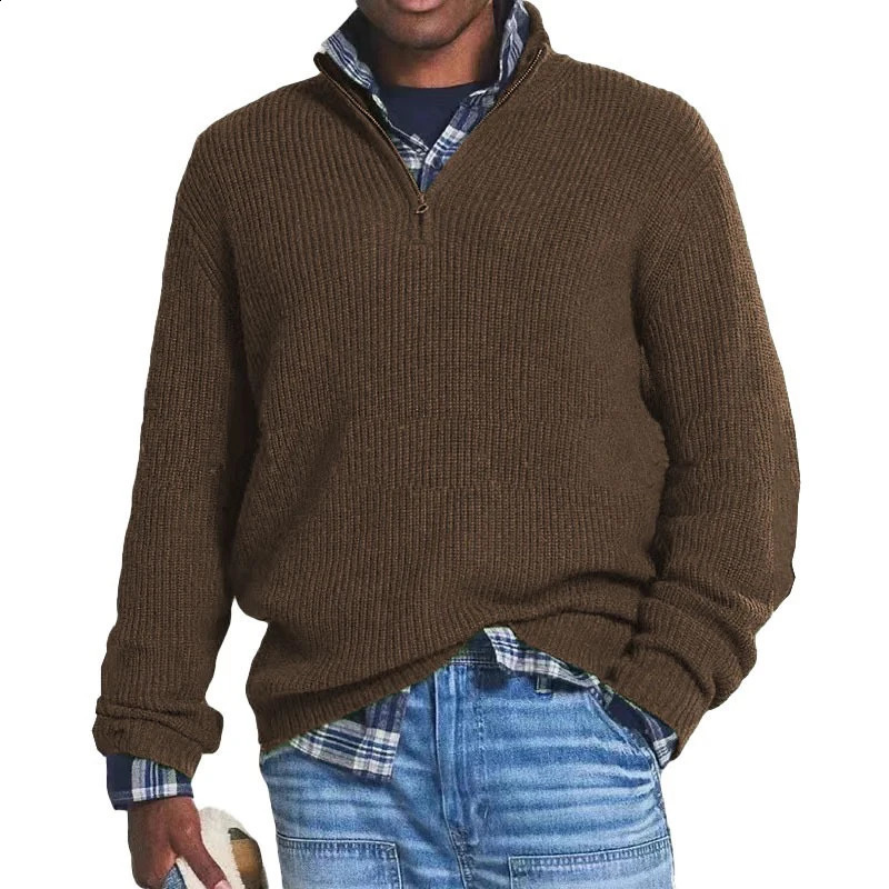 Mens ultra-thin turtle neck long sleeved knitted polo shirt for autumn and winter warmth vintage solid crochet jumper sweater 240828