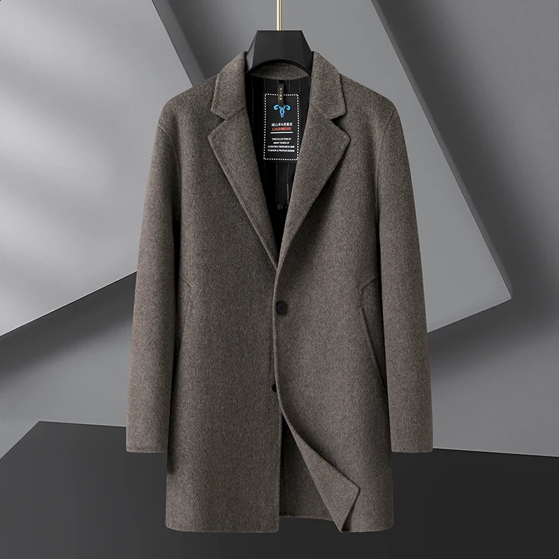 Autumn and Winter Large-size Double-sided Wool Overcoat Mens Medium Length Plus Fat Plus Suit Collar Coat Thickened L-8xL 240827