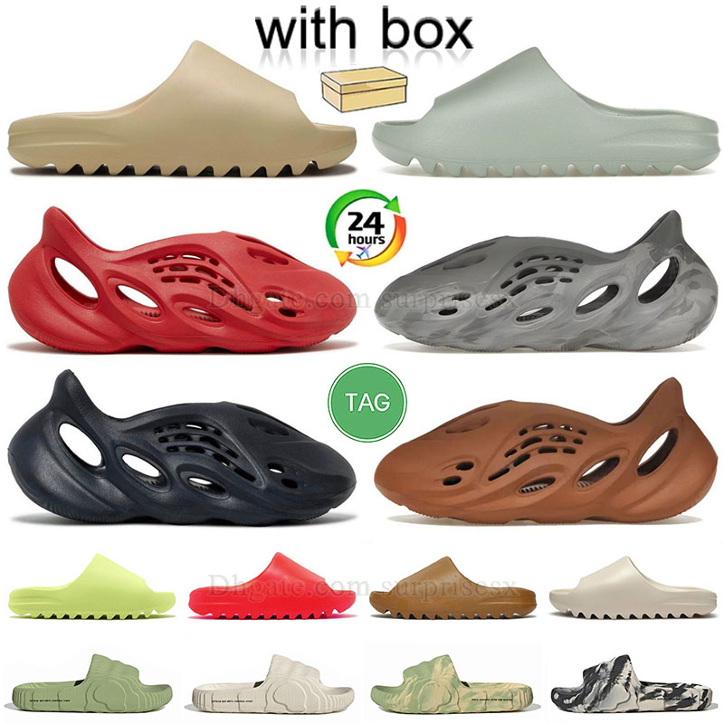 foam runners slides with box slippers famous designer womens sandals black white red rubbers sliders flat mules flip flops platfome slipper mens big