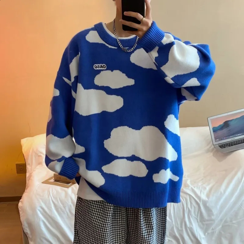 Autumn and Winter Thick Sweater Mens Korean Fashion Loose Fit Japanese Knit Top Casual Scene Crew Neckline Jacket 240828