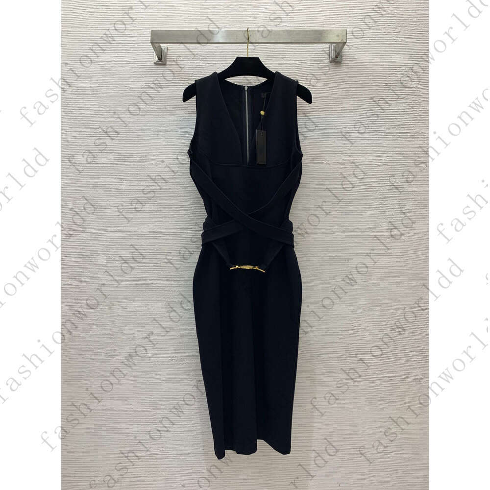 Brand women dress Designer skirt womens dresses Fashion Logo Long skirts vacation V-neck sleeveless vest vacation Belt cross strap design dress A