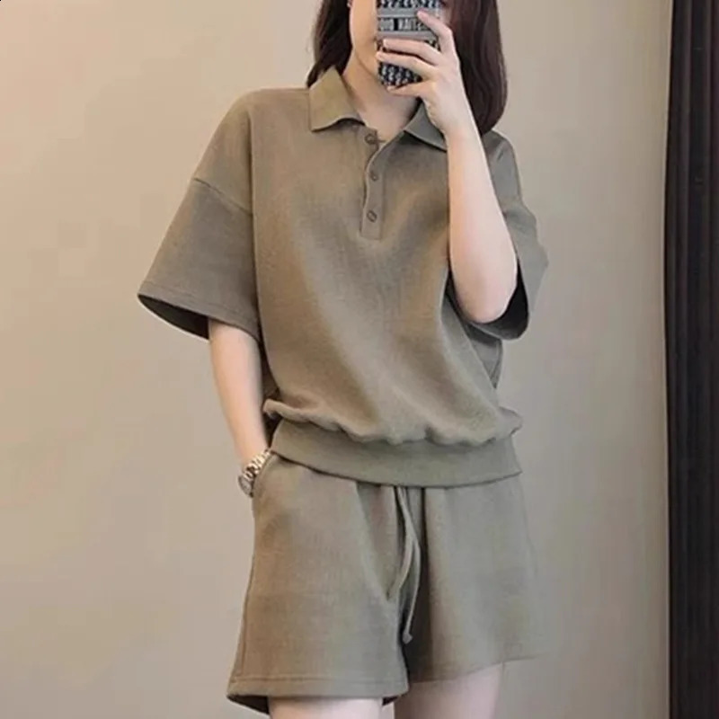 Cotton Summer Women Sportswear Tracksuit Korean Style Sweatshirtpant Loose Running Jogger Fitness Gym Workout Casual Outfit Set 240827