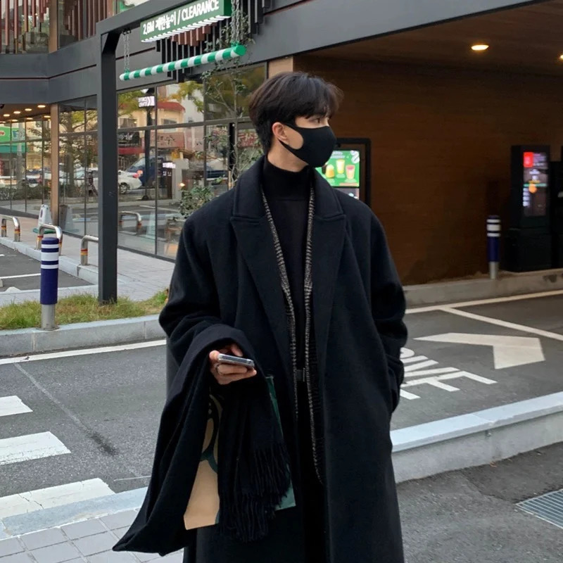 mens Korean version of the winter trend woolen coat and thick tweed coat size 2XL 240827