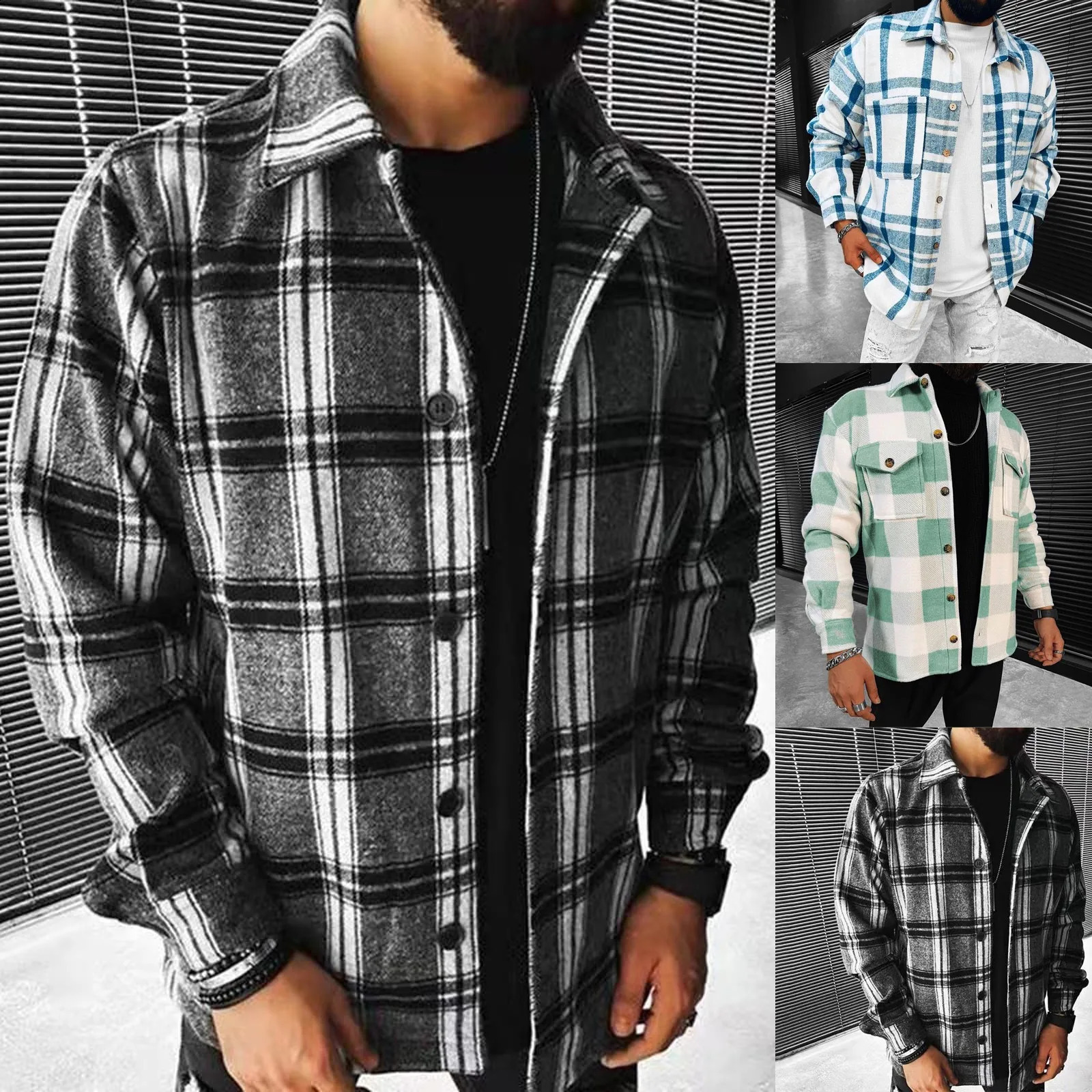 Mens autumn and winter casual single chest plain weave shirt warm thick long sleeved loose top Camilla Masculina 240828