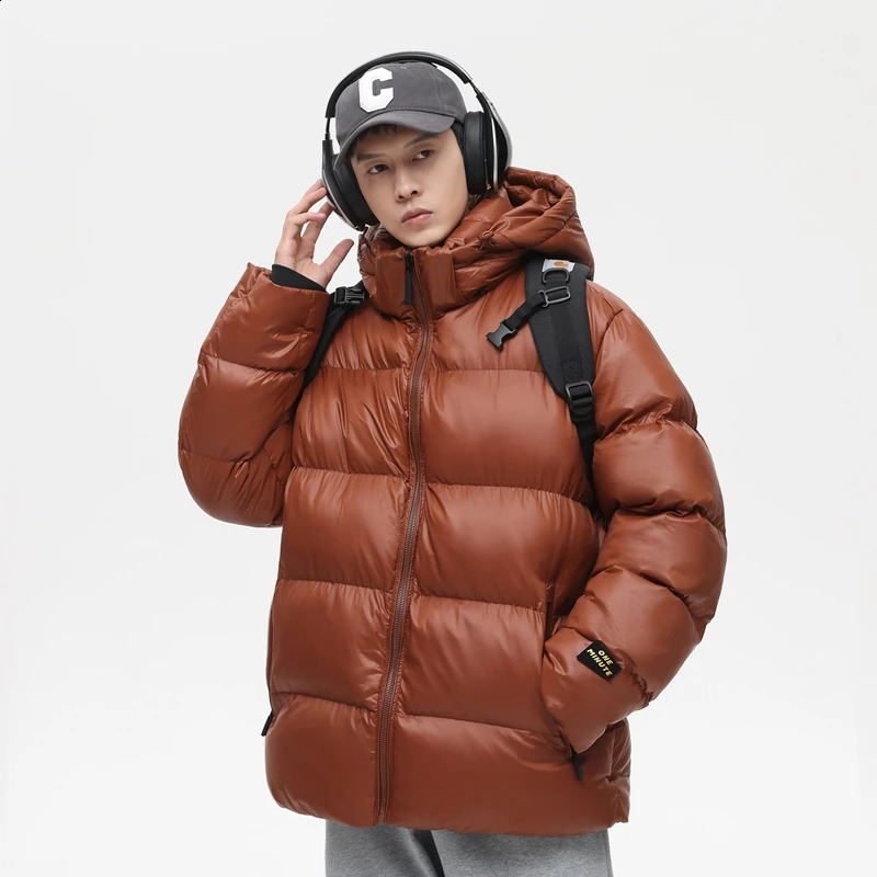 Men Hooded Zipper Parkas Puffer Jackets Padded Cotton Clothes Solid Color with Hoodie Warm Waterproof Man Winter Coats 240828