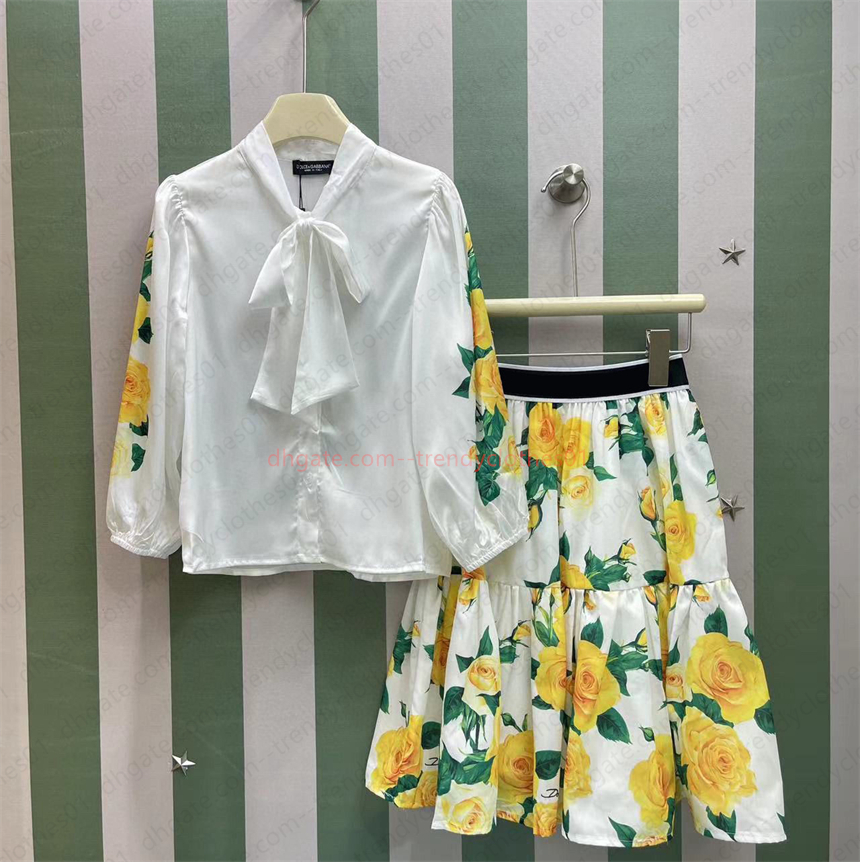 Luxury Designer Kids girls chiffion floral sets Fashion Two Piece Sets - Boys Jumper Tee tshirts tops Girl Skirt Dress for Summer children flower cl