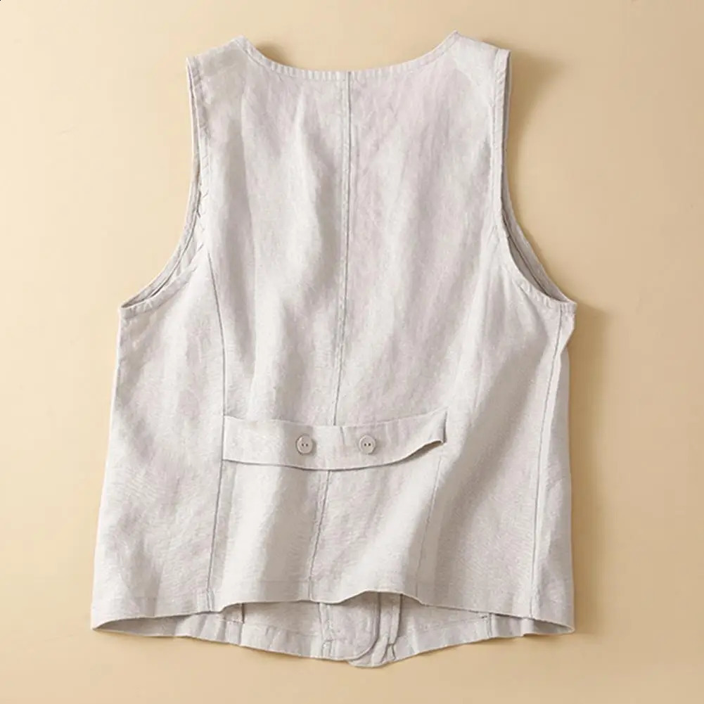 Womens sleeveless flat vest lightweight summer vest with buttons V-neck vest womens accessories 240827