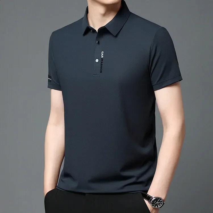 Mens Summer High Quality Short Sleeved Tshirt POLO Top Polo Collar Waffle Sleeve Tee 240827