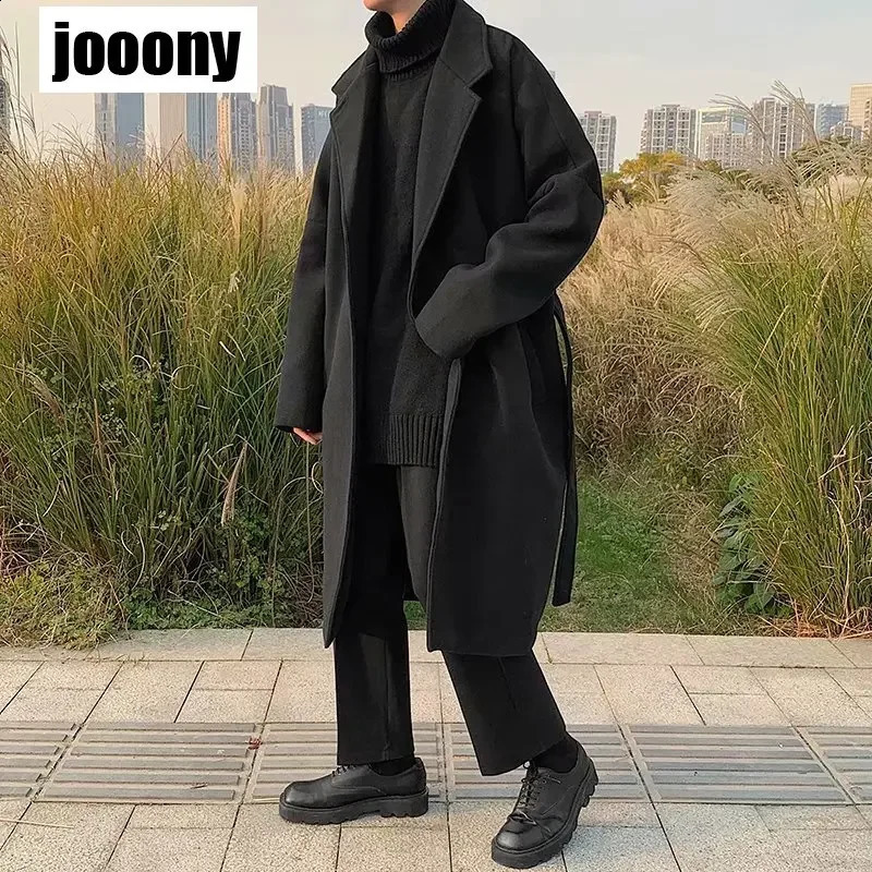Autumn Winter Fashion Long Windbreaker Long Coat Men Clothes Korean Trend Mens Loose Coats Casual Single-Breasted Overcoat 240827