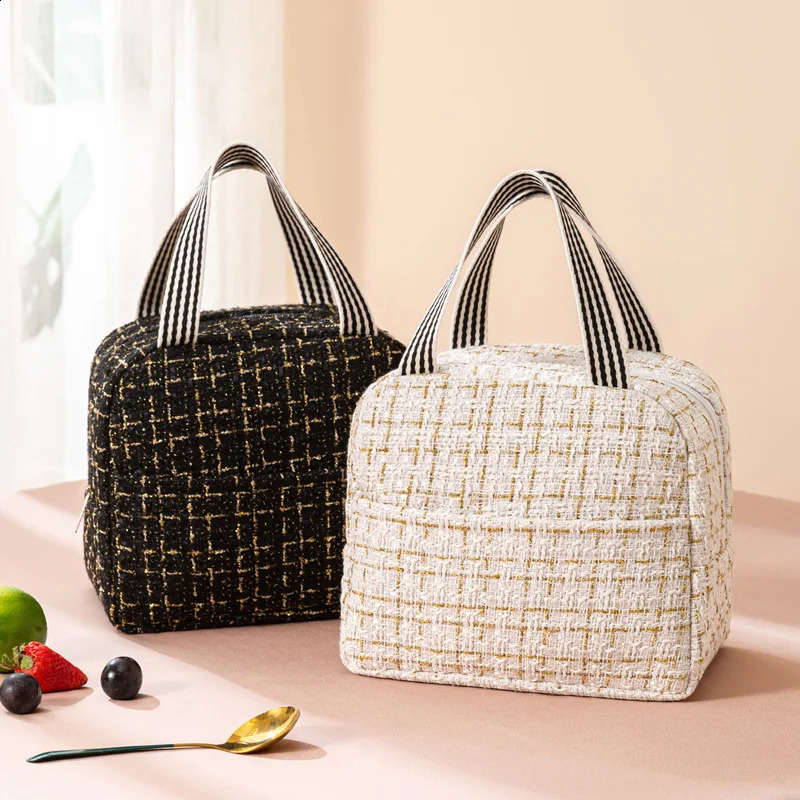 Ins Fashion Tote Lunchbox Thermal Bag Women Men Bento Storage Insulated Lunch Bag Portable Cooler Picnic Insulation Bags Handbag 240828