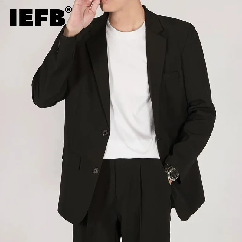 IEFB Minimalist Mens Suit Jackets Back Split Casual Single Breasted Solid Color Male Business Blazers Simple Autumn 9C6756 240827
