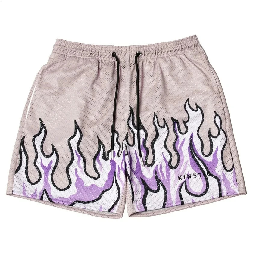 KINETIC Shorts Gym Summer Mens Trendy ed Flame for Fitness Running Quick Drying Basketball Mesh Casual Short Pants 240826Z